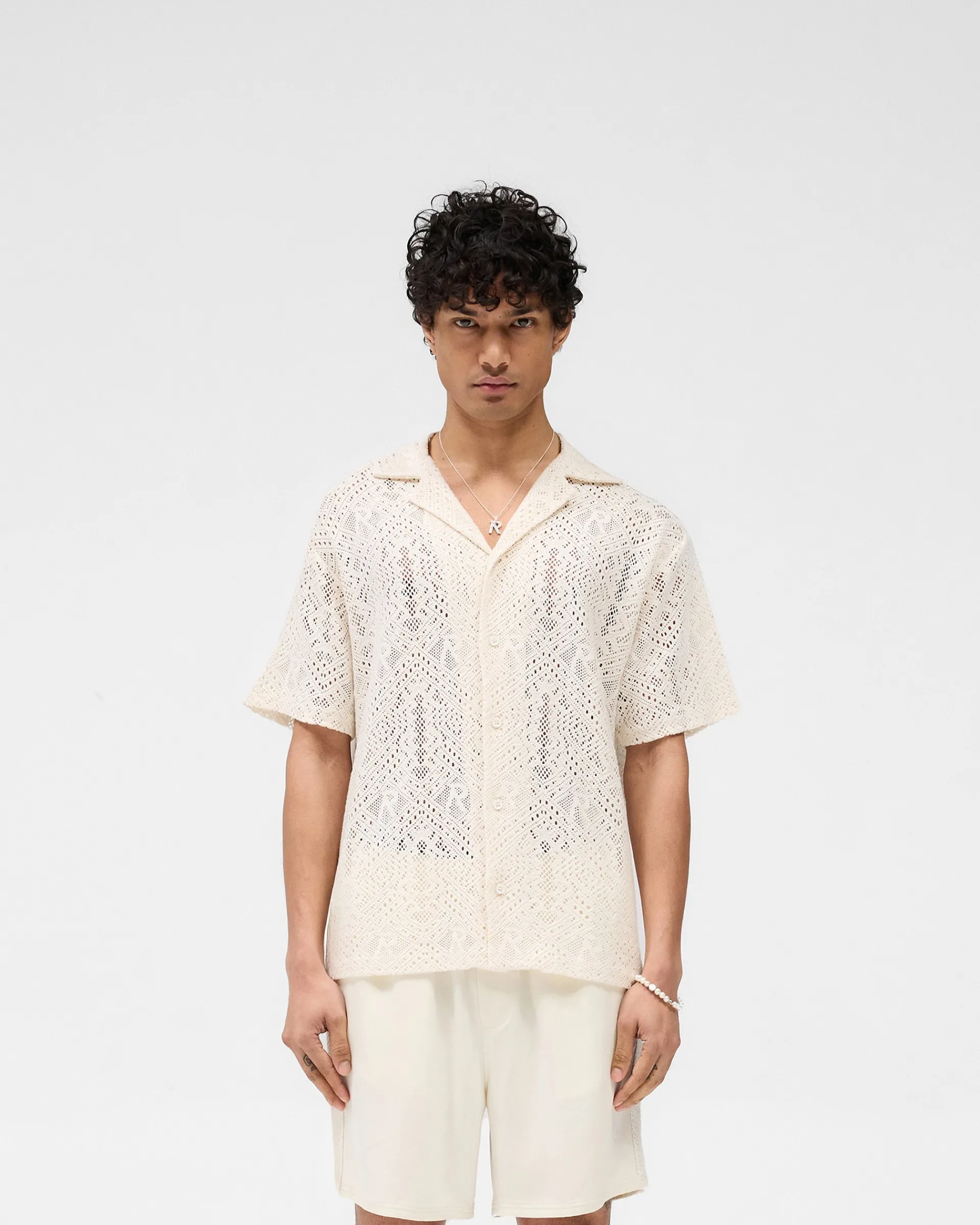 Represent All Over Crochet Shirt - Off White> Knitwear