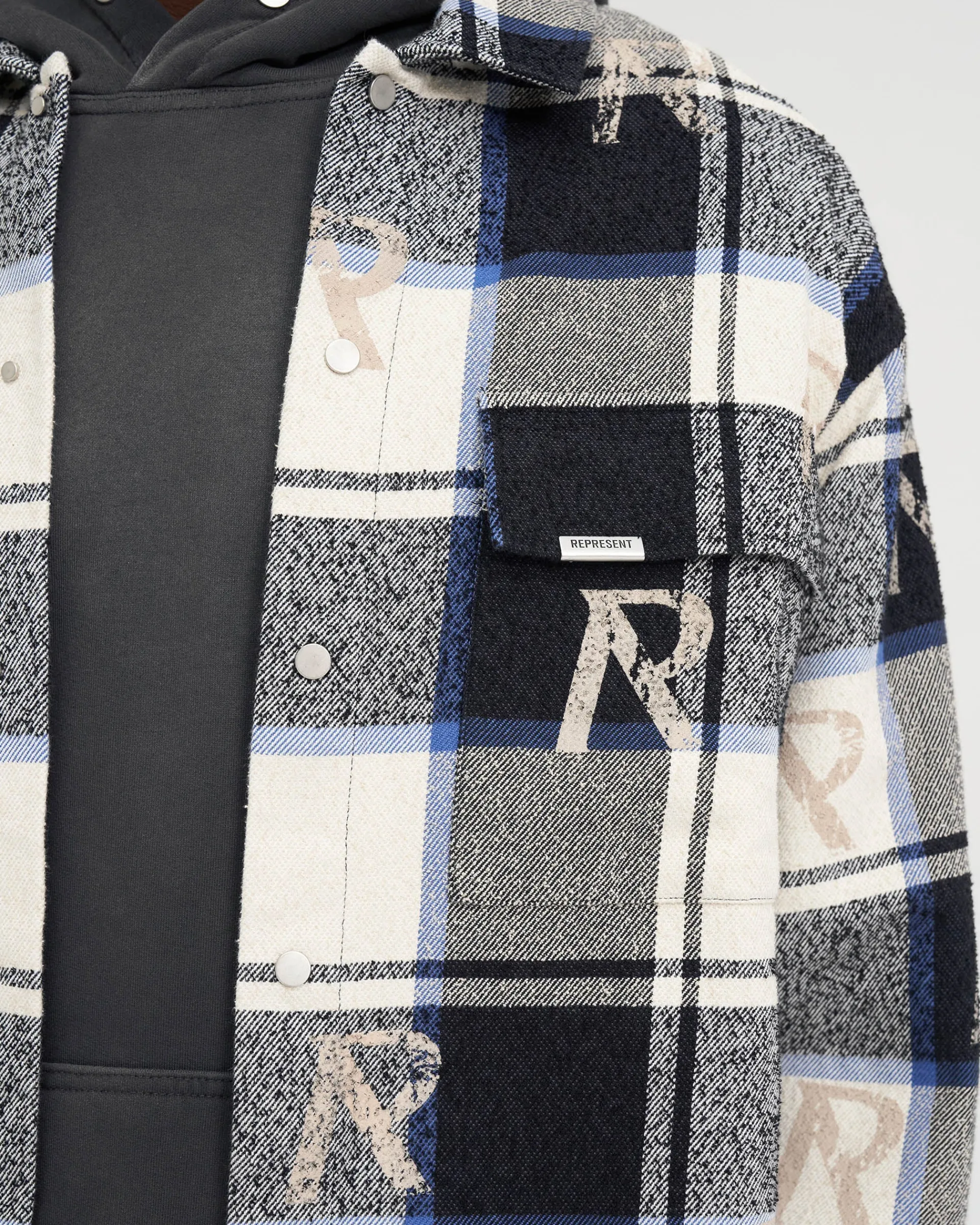 Represent All Over Initial Flannel Shirt - Blue Check> Shirts