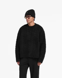Represent Cable Knit Sweater - Jet Black> Knitwear