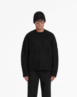 Represent Cable Knit Sweater - Jet Black><noscript><img width=