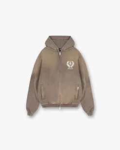 Represent Crest Zip Up Hoodie - Dark Taupe> Hoodies