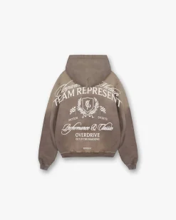 Represent Crest Zip Up Hoodie - Dark Taupe> Hoodies