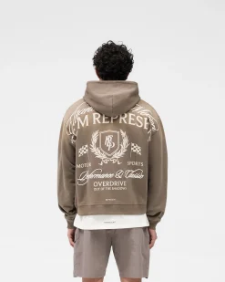 Represent Crest Zip Up Hoodie - Dark Taupe><noscript><img width=