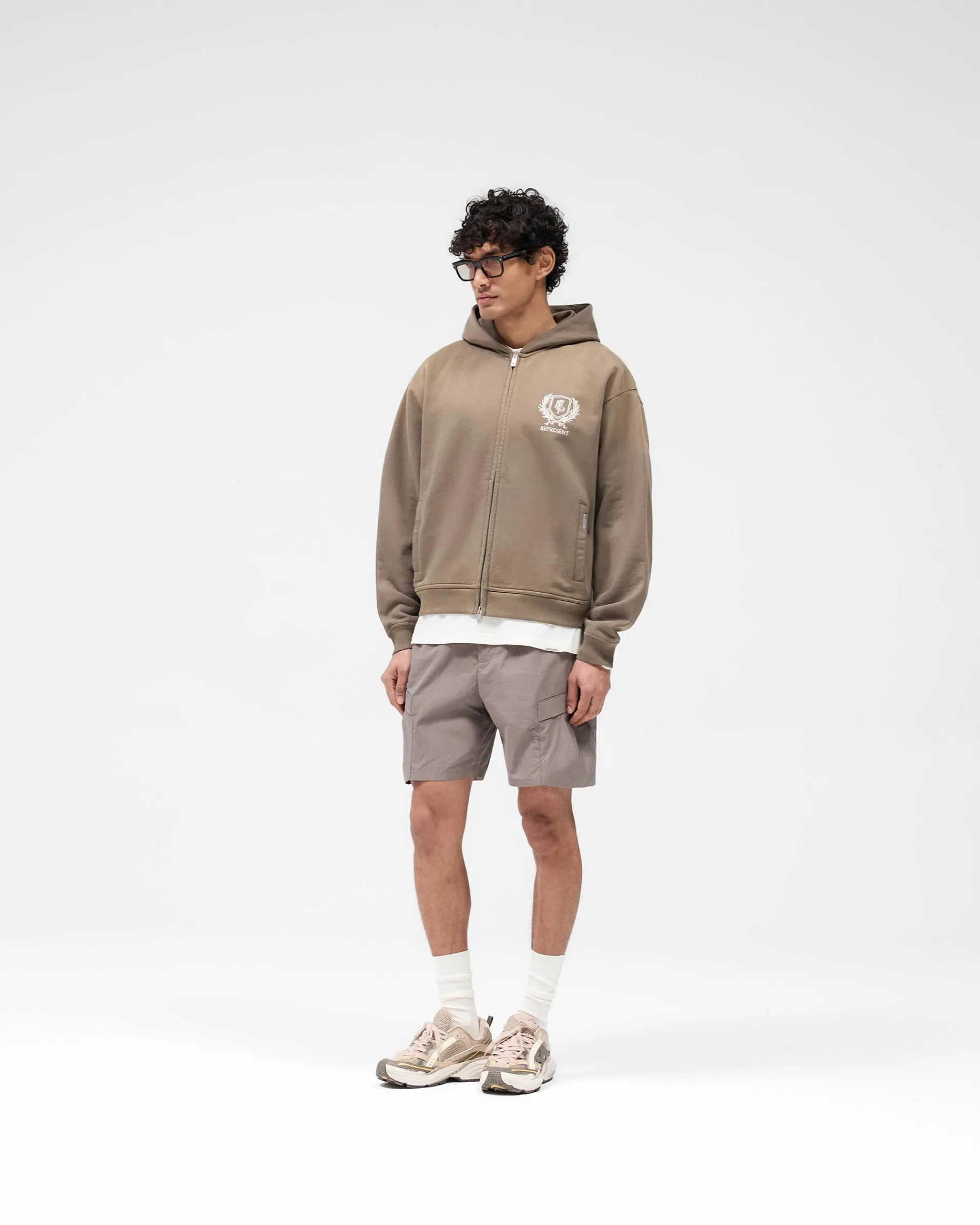Represent Crest Zip Up Hoodie - Dark Taupe> Hoodies