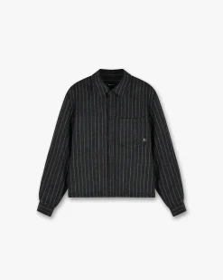 Represent Cropped Dress Shirt - Black Pinstripe> Shirts