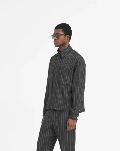 Represent Cropped Dress Shirt - Black Pinstripe> Shirts