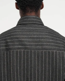 Represent Cropped Dress Shirt - Black Pinstripe><noscript><img width=