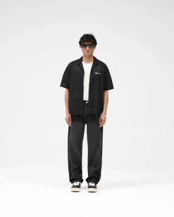 Represent Embroidered Bowling Shirt - Jet Black><noscript><img width=