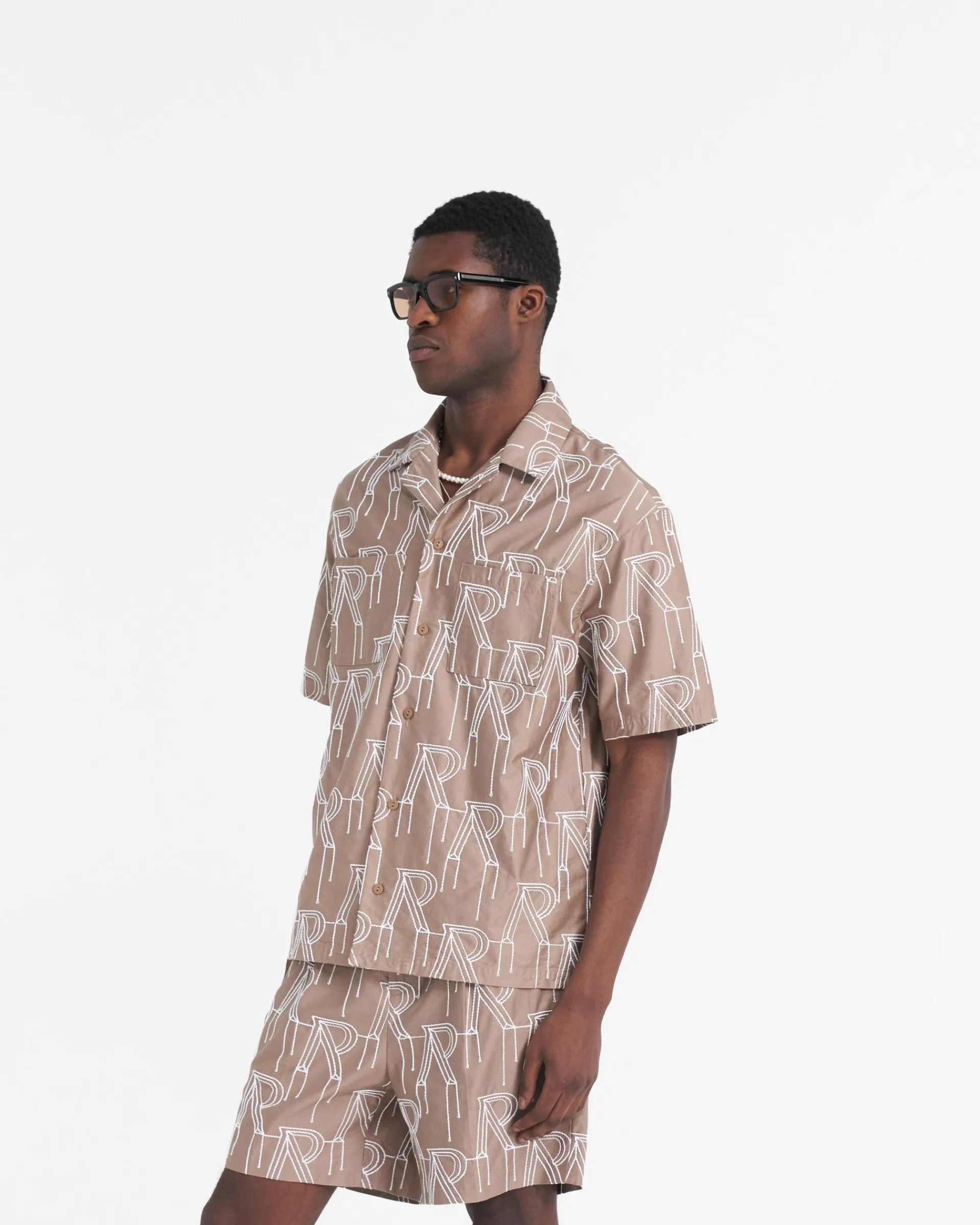 Represent Embroidered Initial Overshirt - Washed Taupe> Shirts