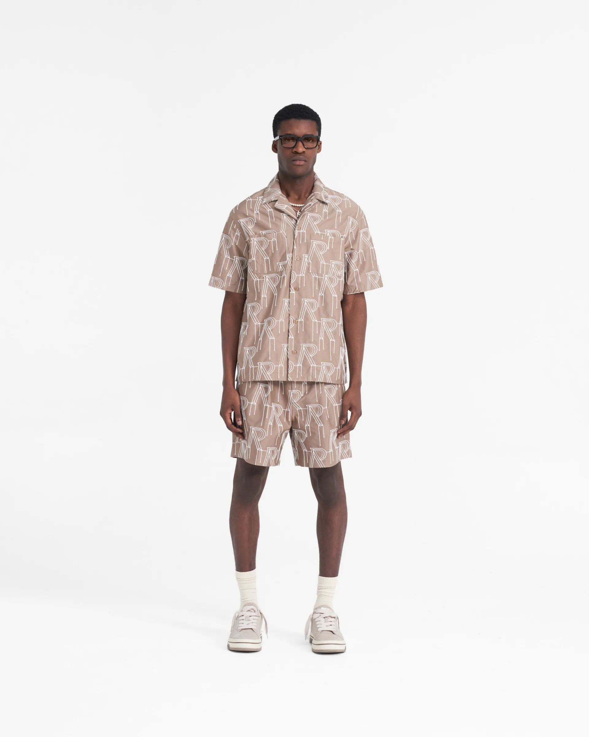 Represent Embroidered Initial Overshirt - Washed Taupe> Shirts