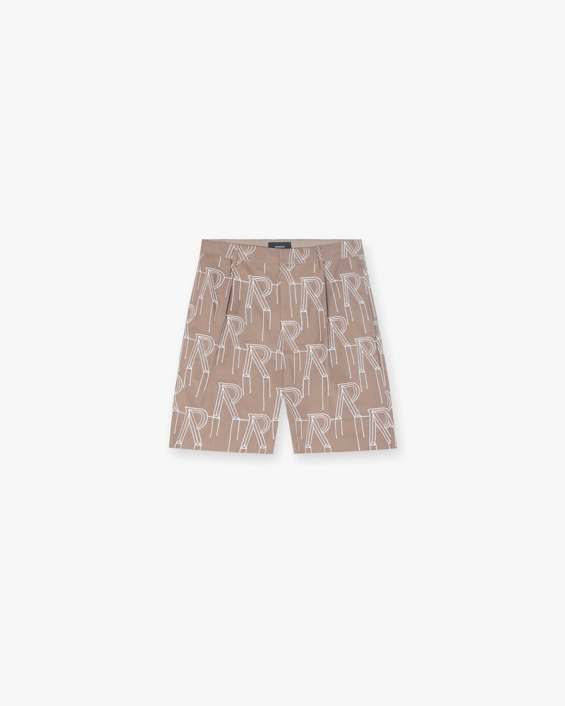Represent Embroidered Initial Tailored Short - Washed Taupe> Shorts