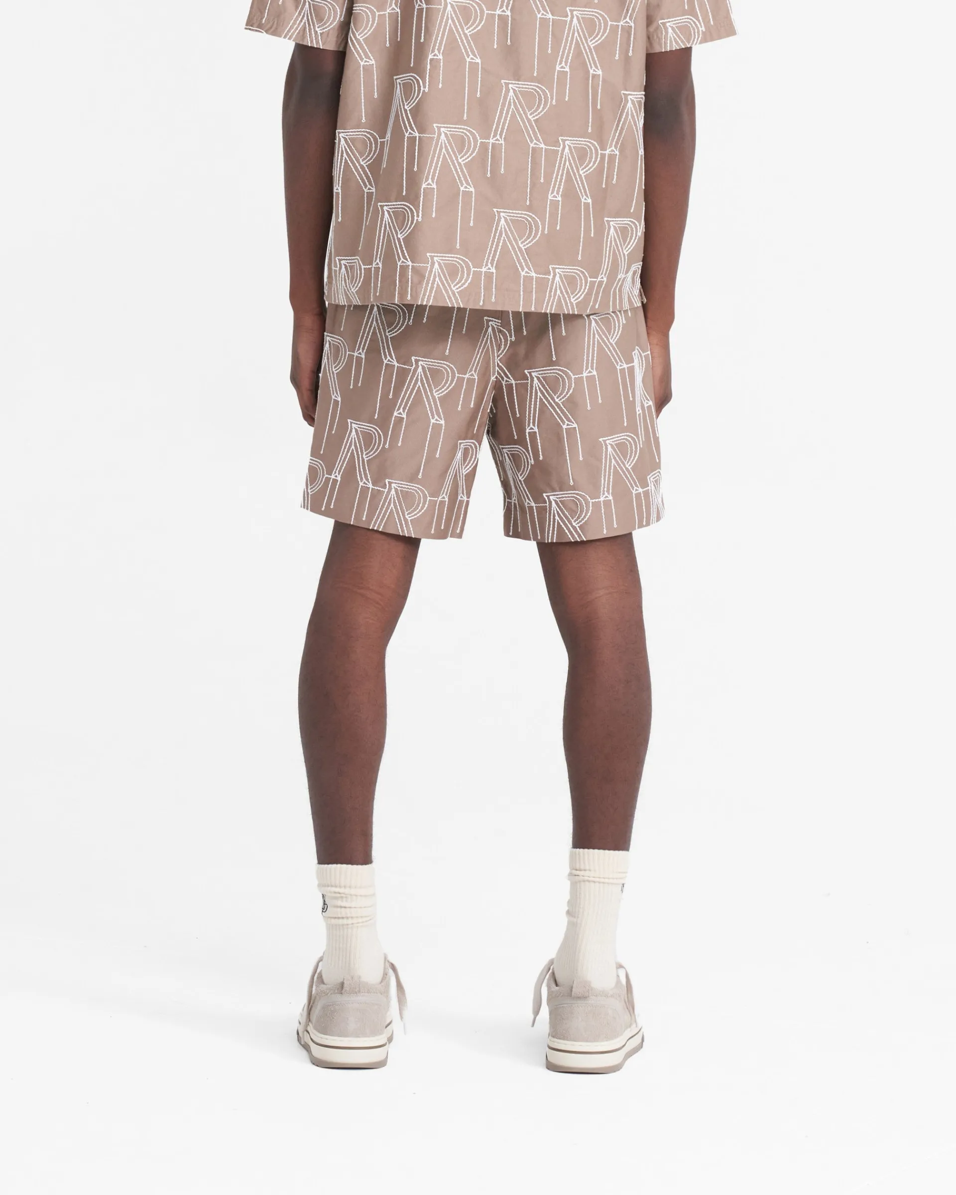 Represent Embroidered Initial Tailored Short - Washed Taupe> Shorts