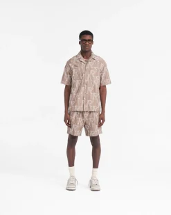 Represent Embroidered Initial Tailored Short - Washed Taupe><noscript><img width=