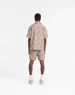 Represent Embroidered Initial Tailored Short - Washed Taupe><noscript><img width=