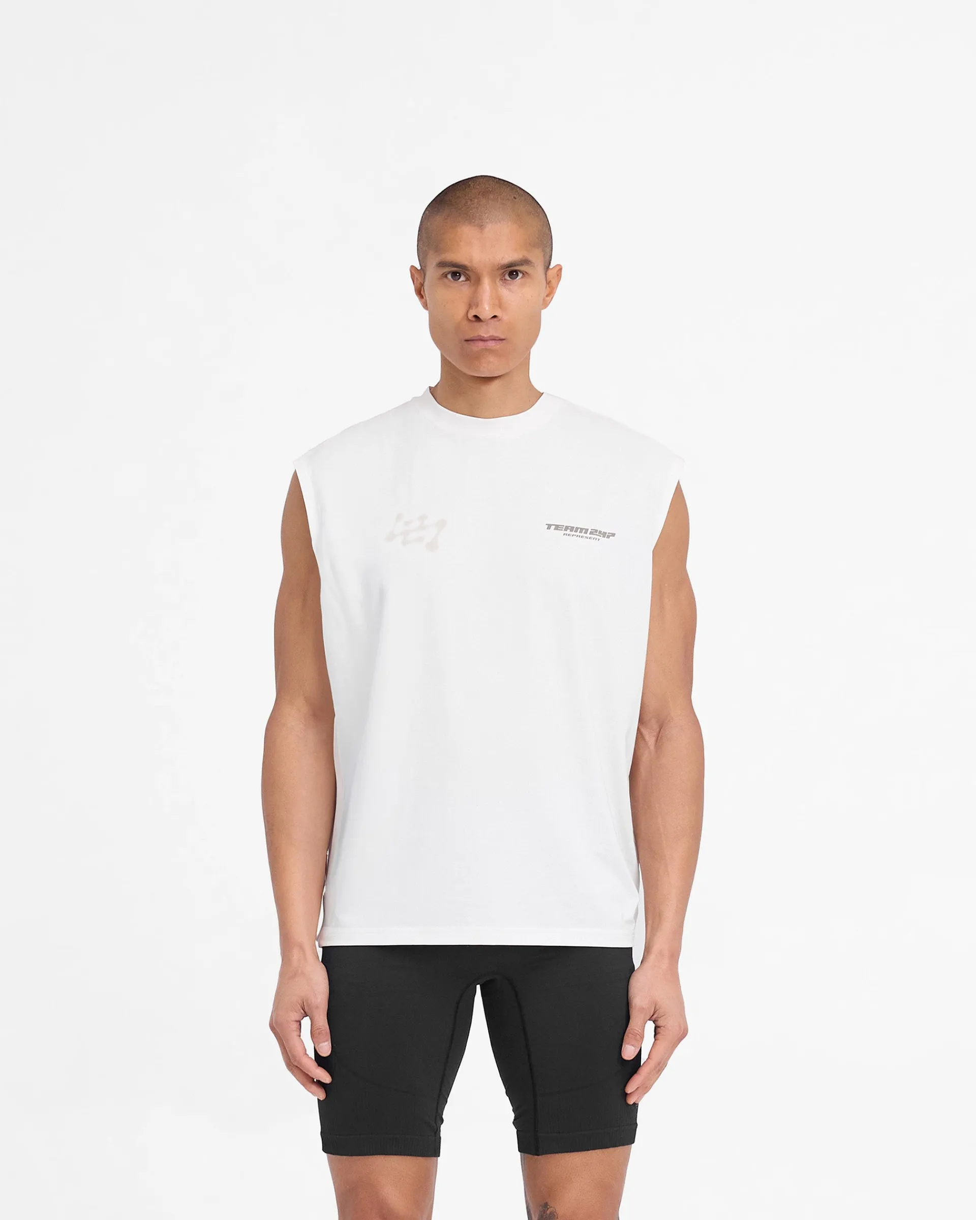 Represent 247 Future Terrains Oversized Tank - Flat White> T-Shirts