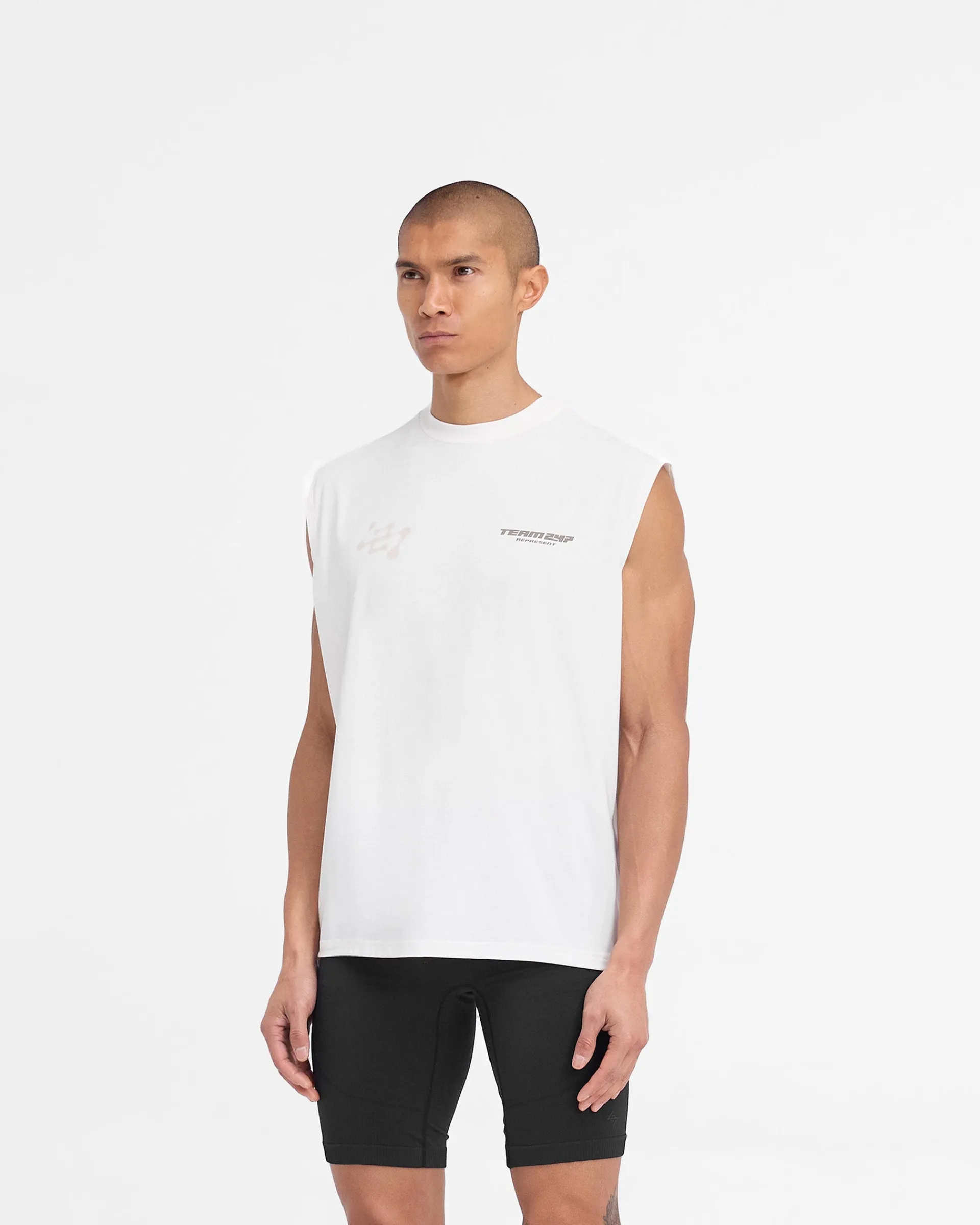 Represent 247 Future Terrains Oversized Tank - Flat White> T-Shirts