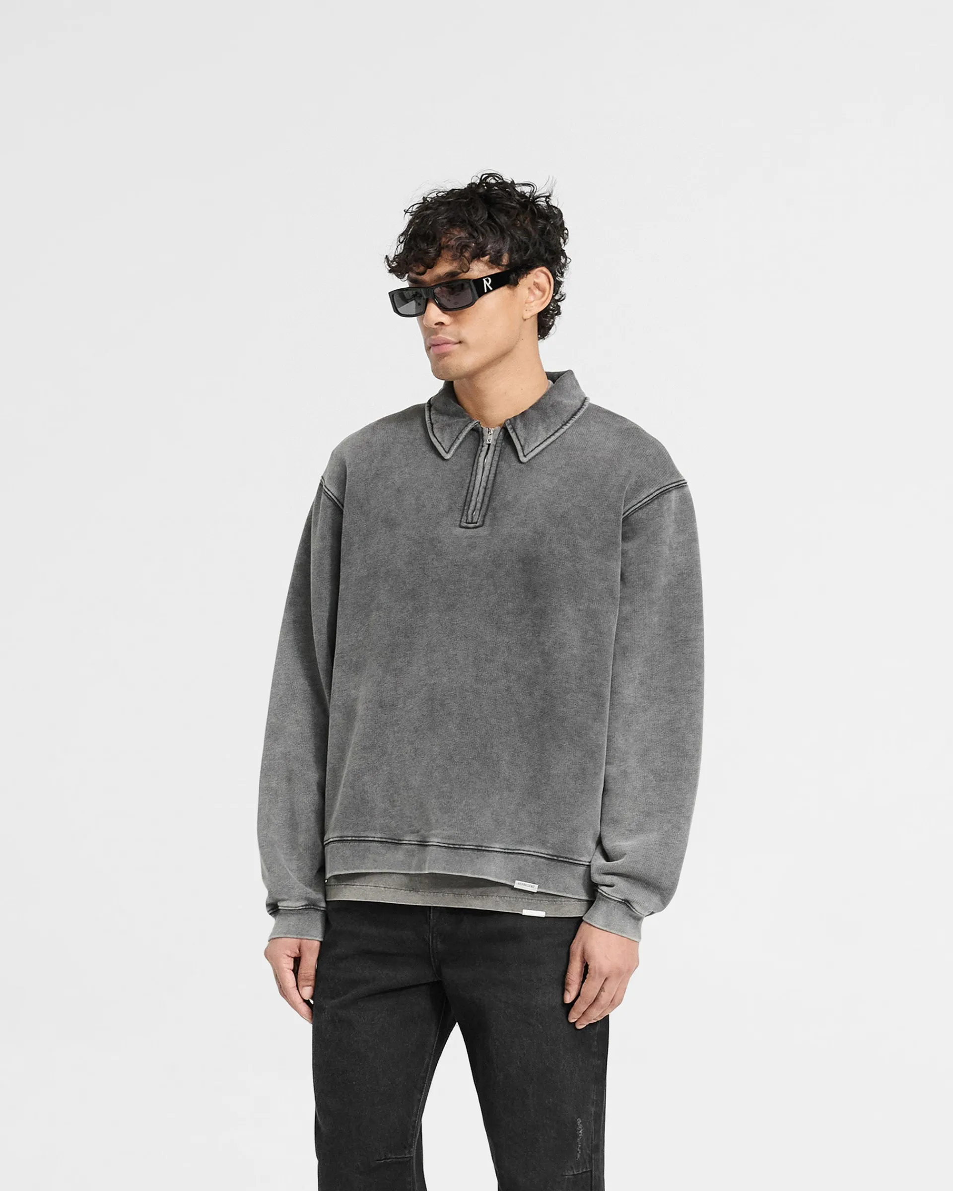 Represent Initial Boxy Quarter Zip - Vintage Grey> Sweaters