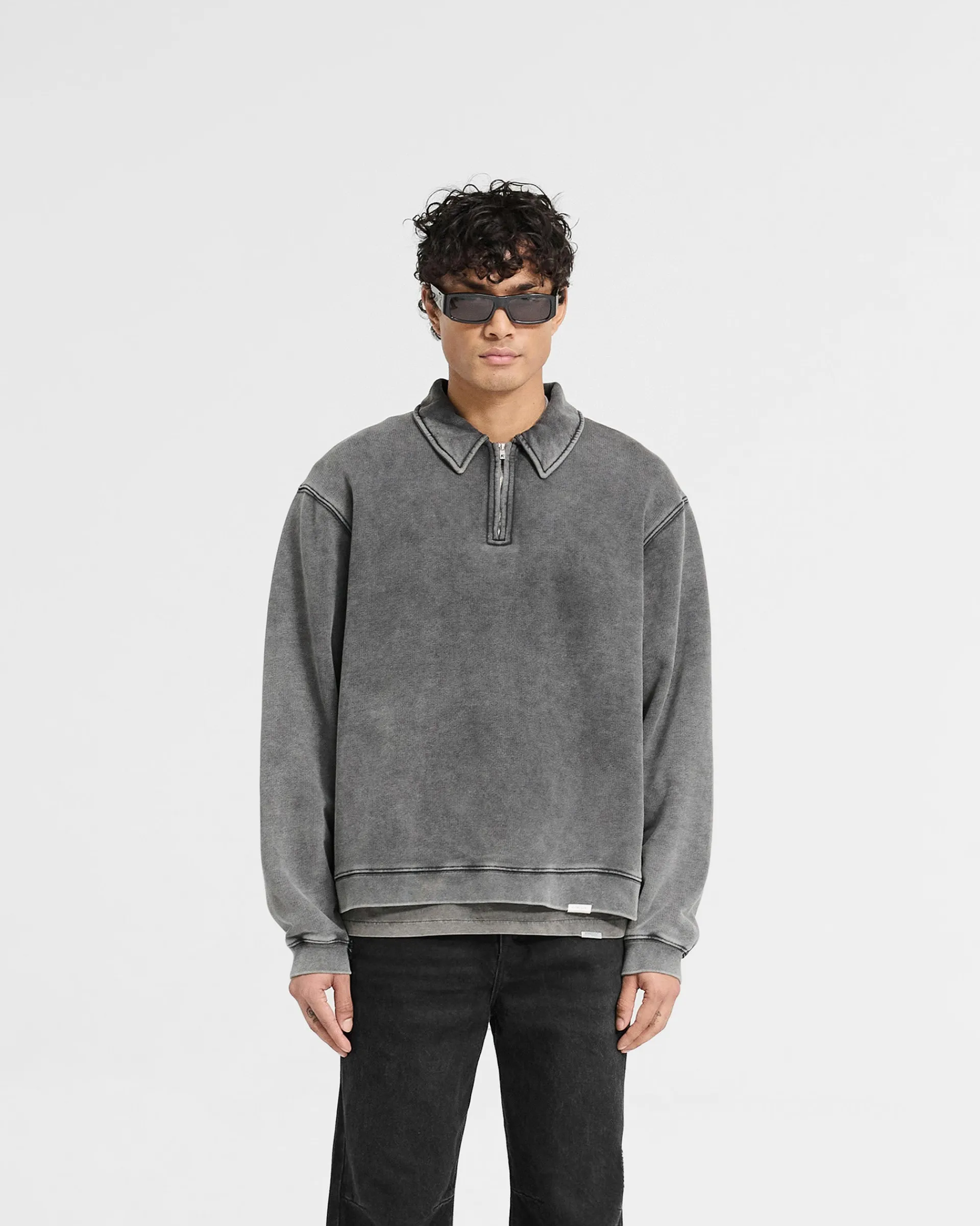 Represent Initial Boxy Quarter Zip - Vintage Grey> Sweaters