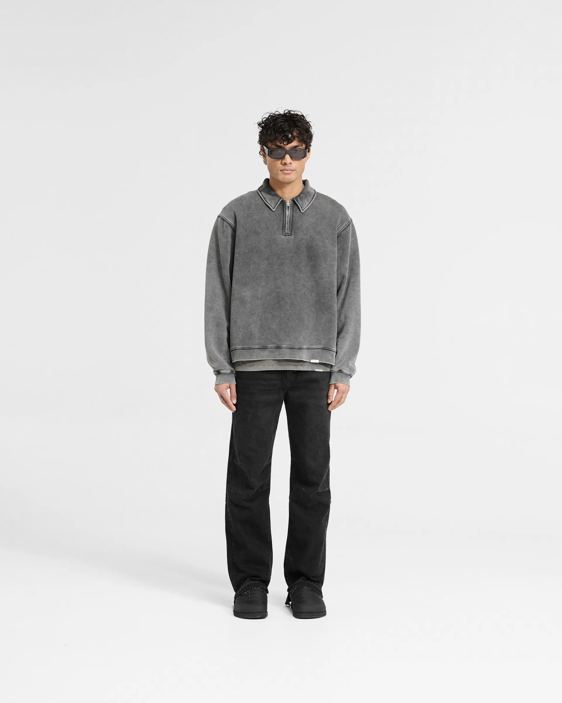 Represent Initial Boxy Quarter Zip - Vintage Grey> Sweaters