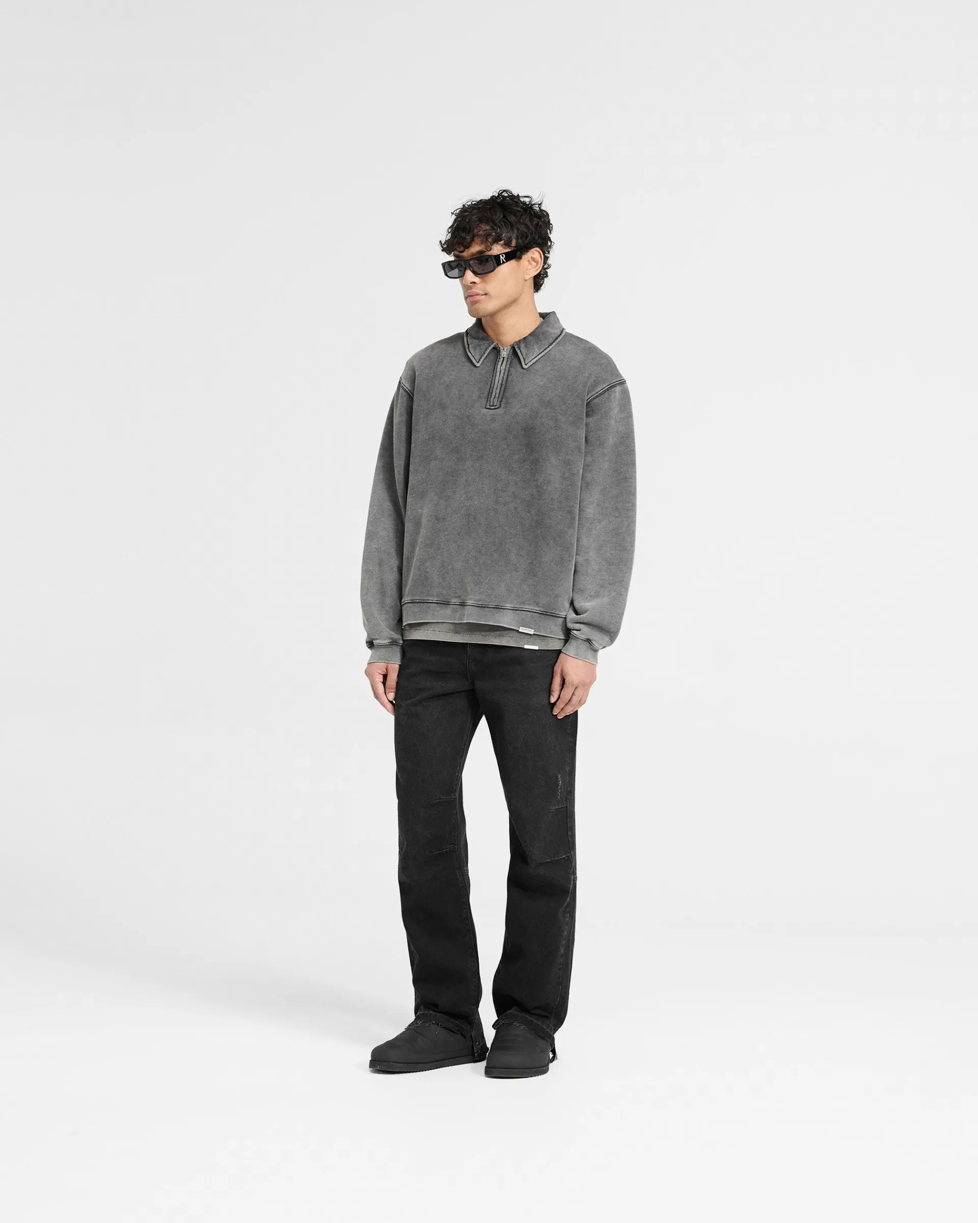 Represent Initial Boxy Quarter Zip - Vintage Grey> Sweaters