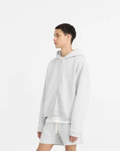 Represent Initial Boxy Zip Through Hoodie - Ice Grey Marl> Hoodies