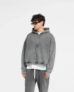 Represent Initial Boxy Zip Through Hoodie - Vintage Grey> Hoodies