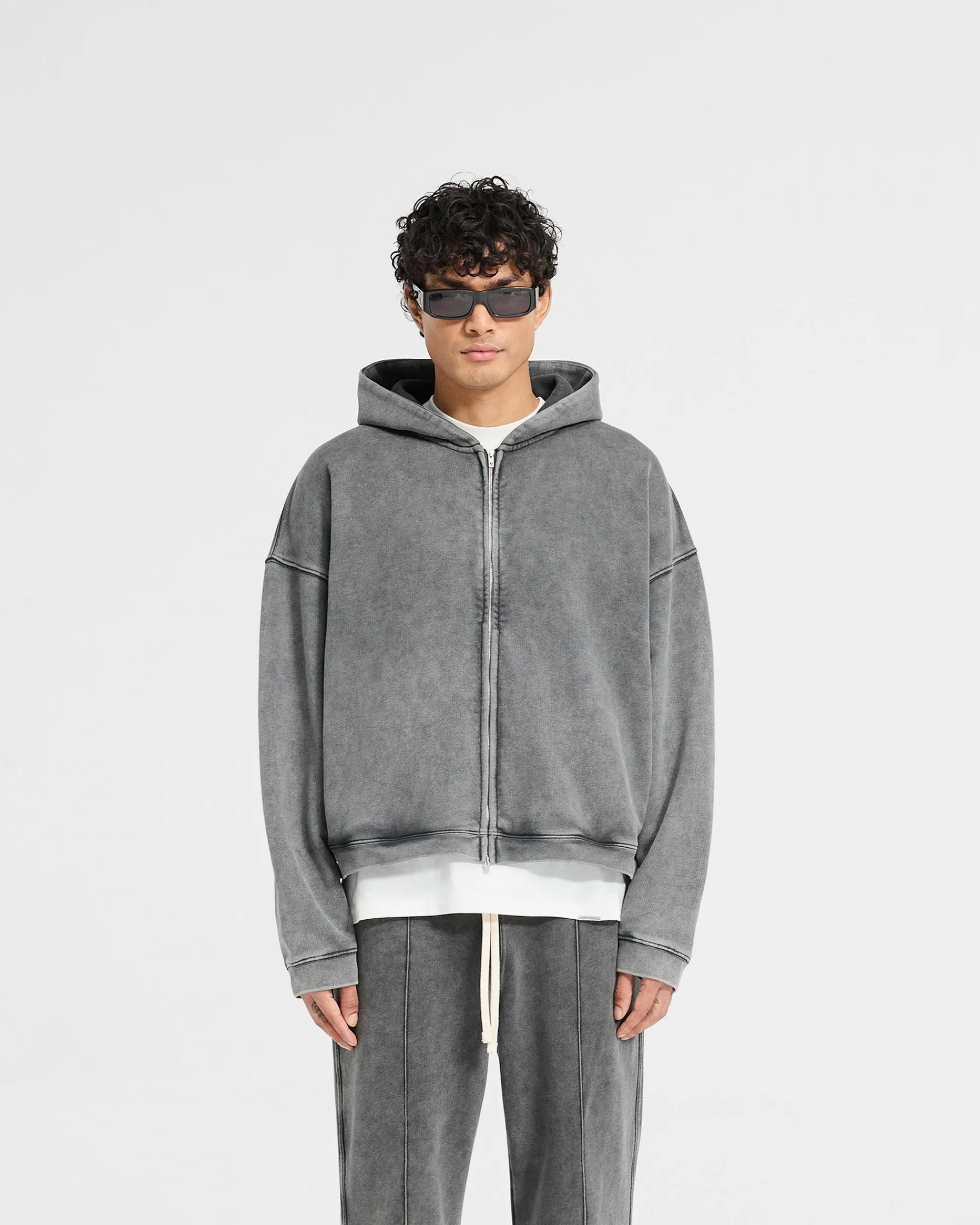 Represent Initial Boxy Zip Through Hoodie - Vintage Grey> Hoodies