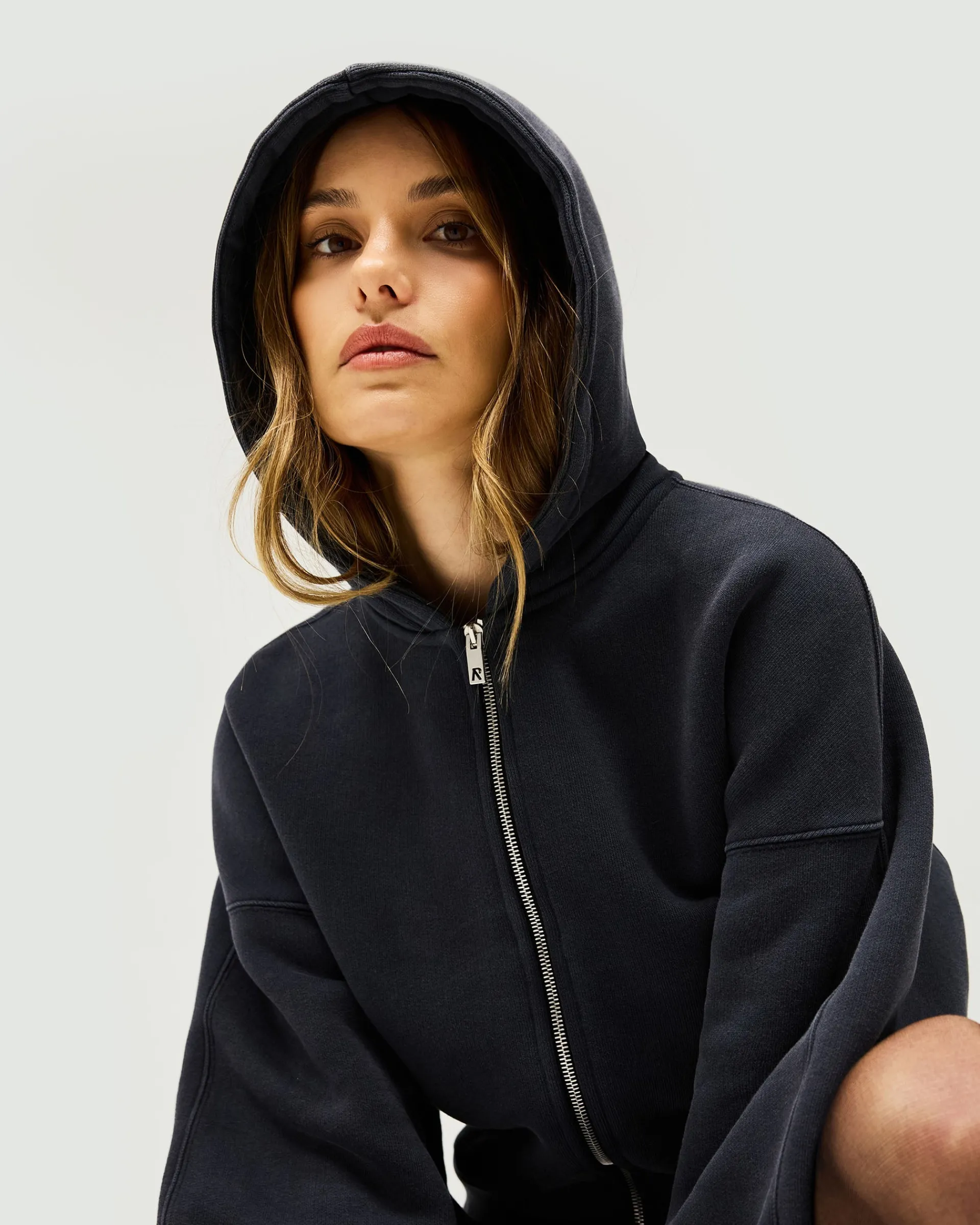 Represent Initial Oversized Crop Hoodie - Washed Black> Tops/Hoodies