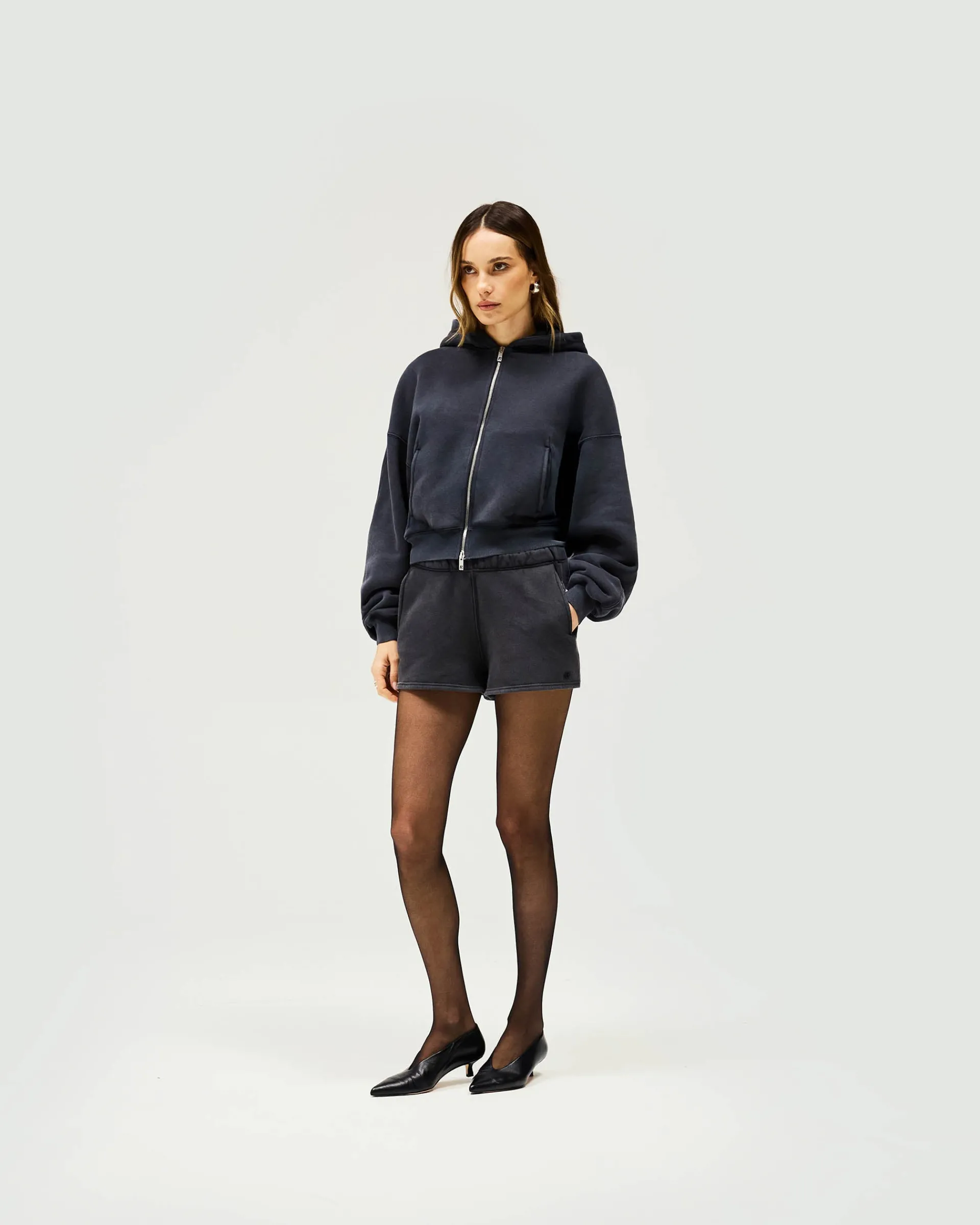 Represent Initial Oversized Crop Hoodie - Washed Black> Tops/Hoodies