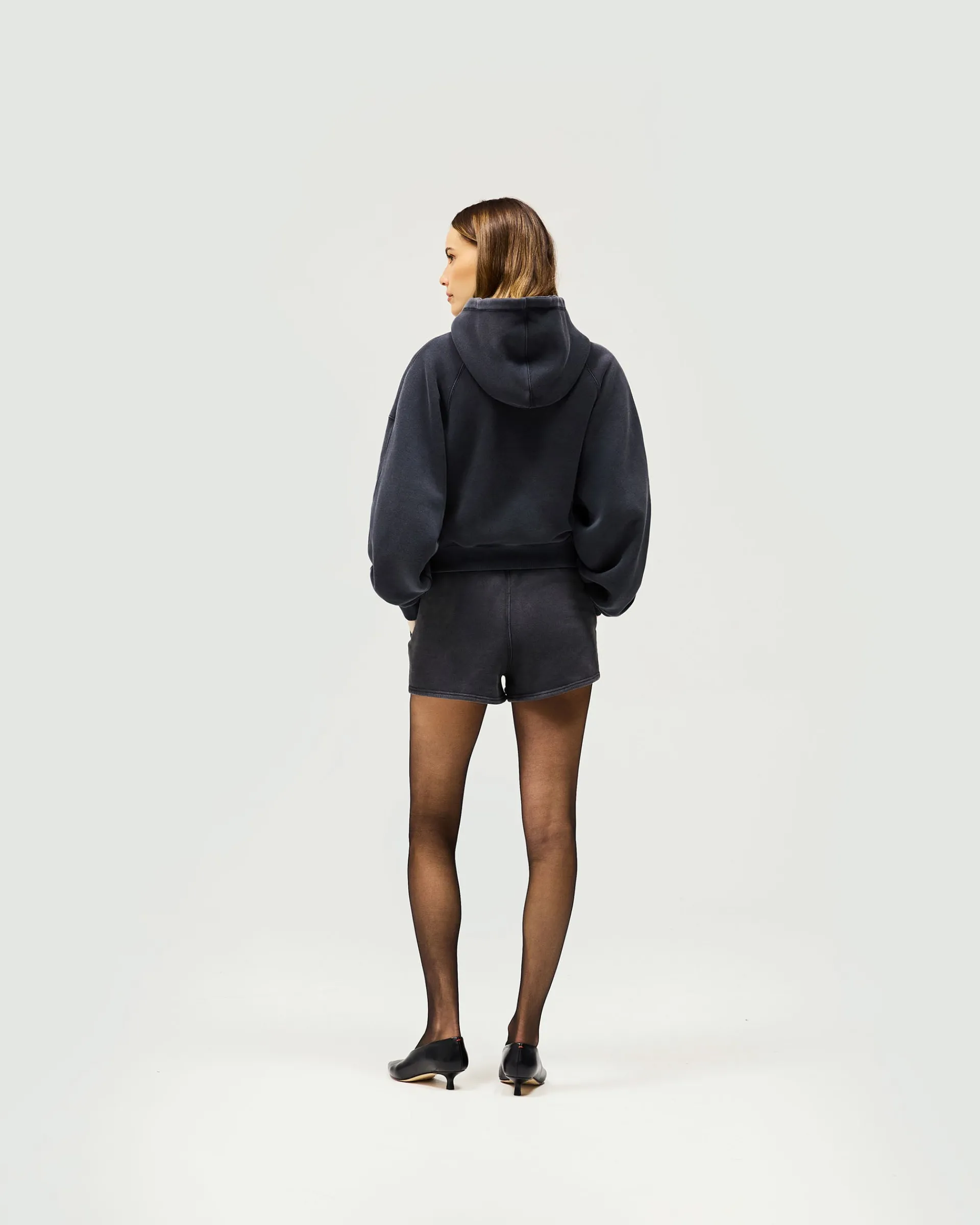 Represent Initial Oversized Crop Hoodie - Washed Black> Tops/Hoodies