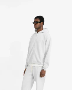 Represent Initial Oversized Zip Hoodie - Ice Grey Marl> Hoodies