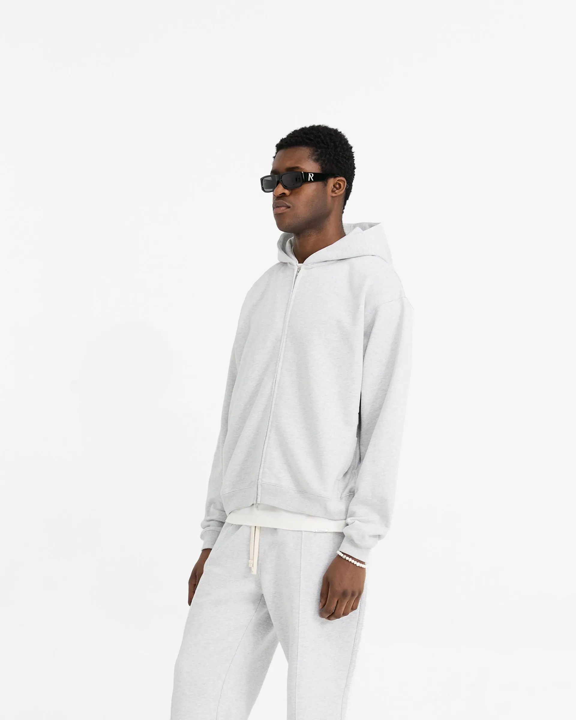 Represent Initial Oversized Zip Hoodie - Ice Grey Marl> Hoodies