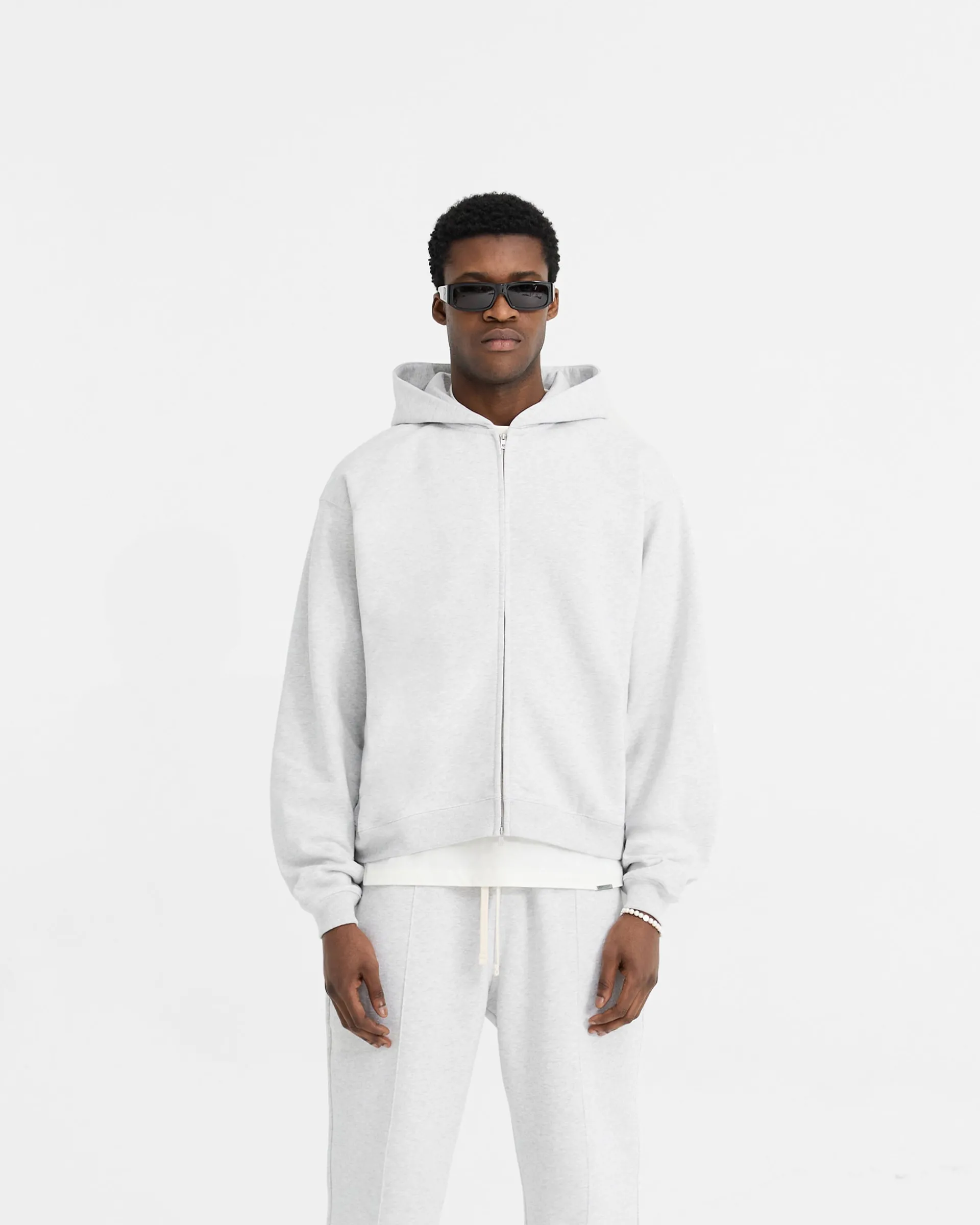 Represent Initial Oversized Zip Hoodie - Ice Grey Marl> Hoodies