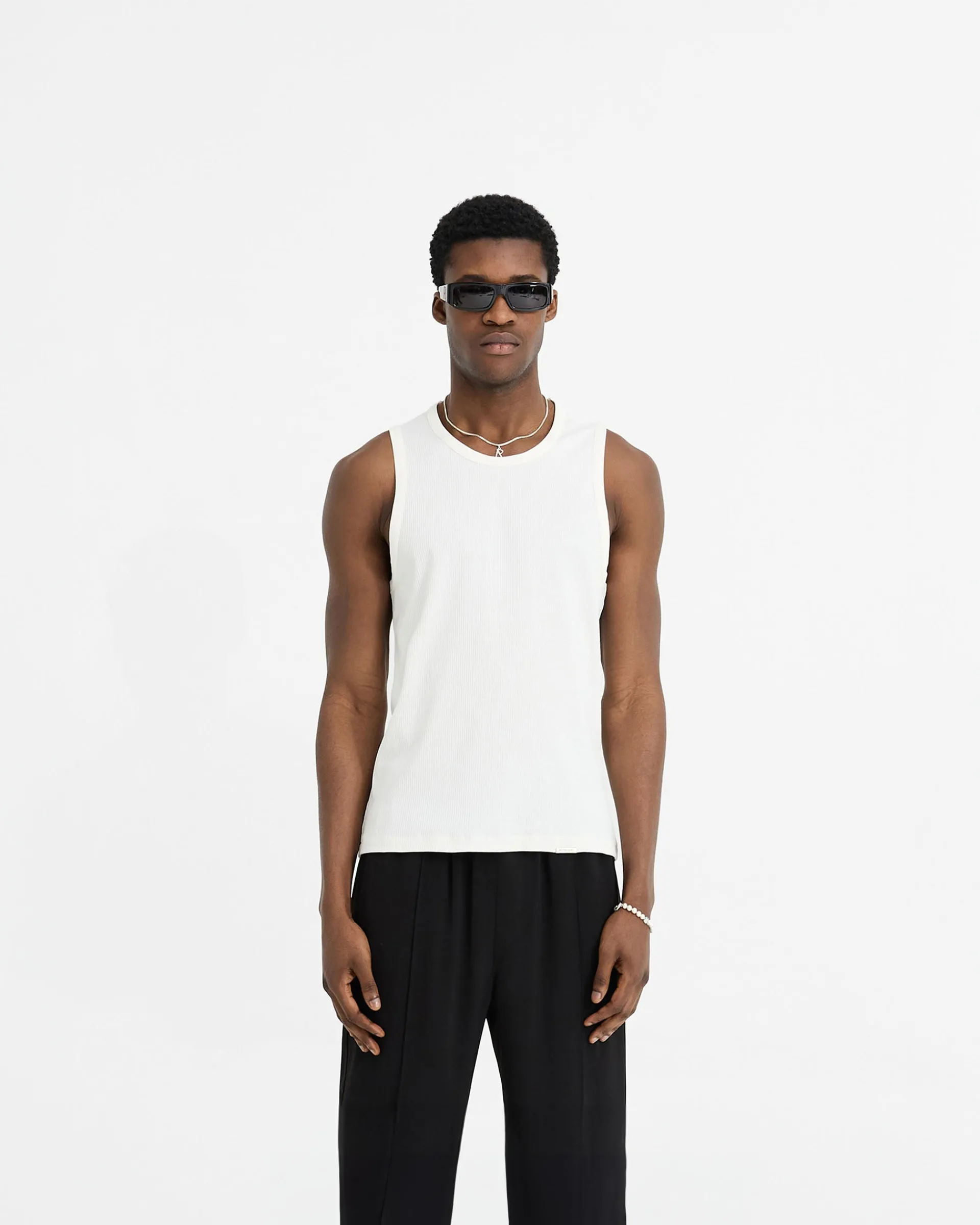Represent Initial Rib Vest - Flat White> Vests | T-Shirts