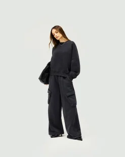 Represent Initial V Notch Sweater - Washed Black><noscript><img width=
