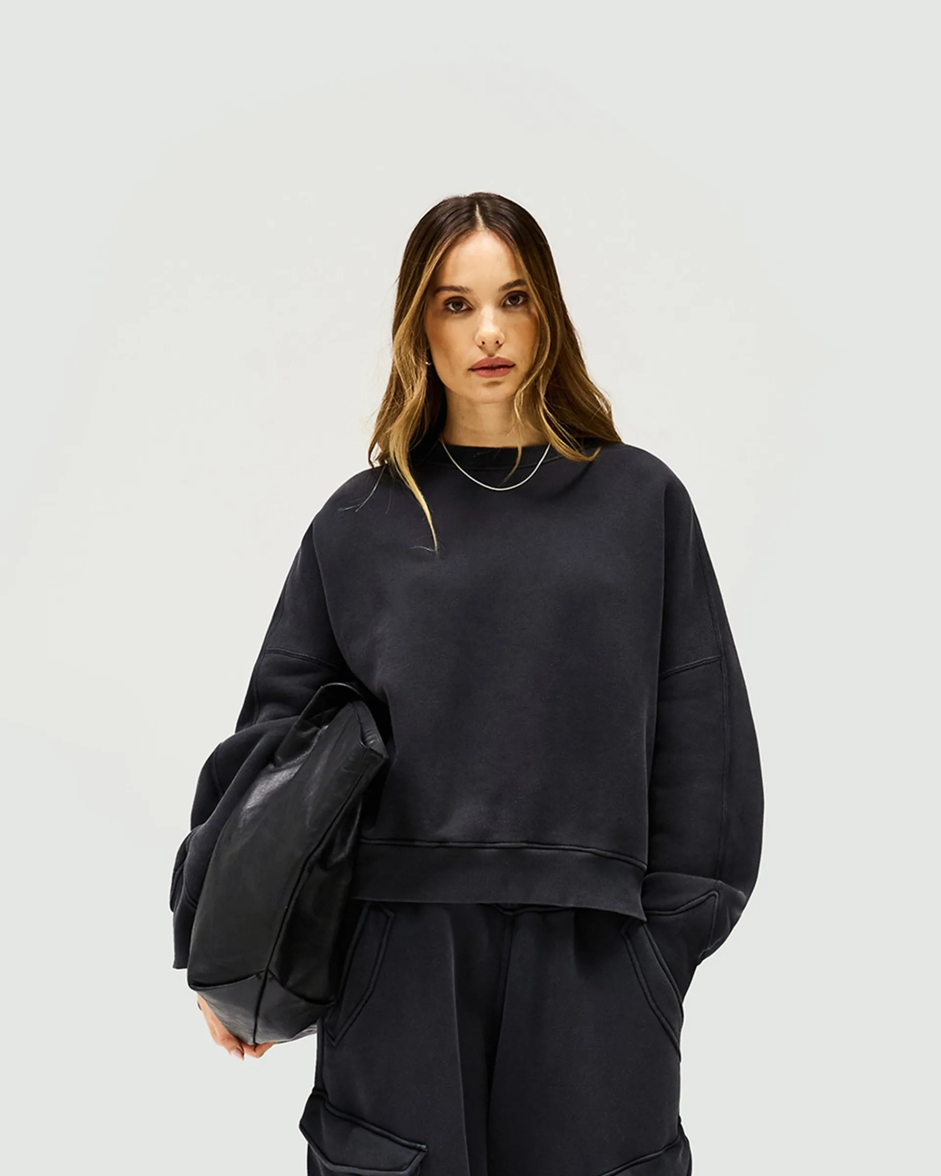 Represent Initial V Notch Sweater - Washed Black> Tops/Sweaters