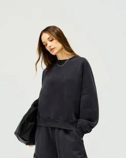 Represent Initial V Notch Sweater - Washed Black><noscript><img width=