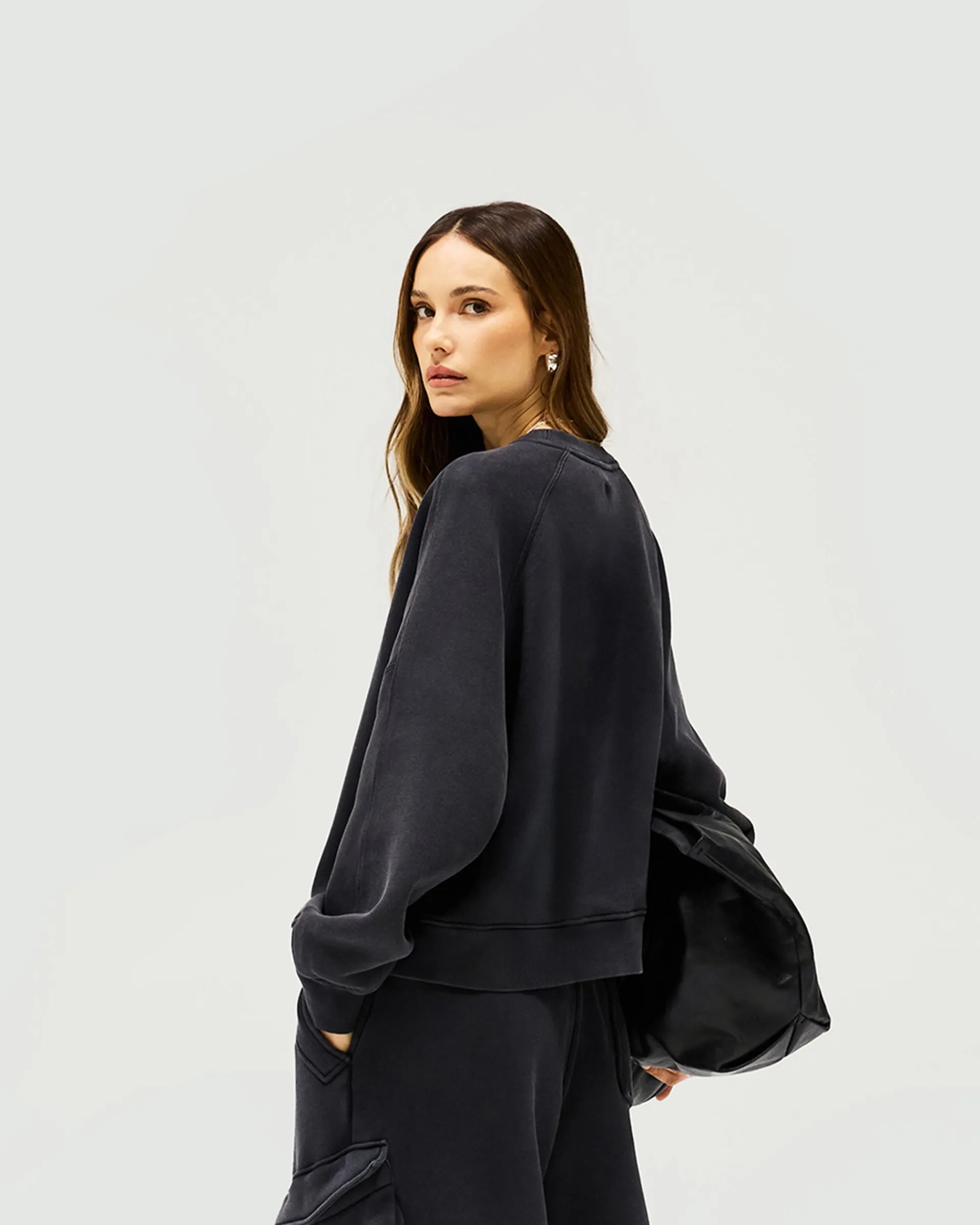 Represent Initial V Notch Sweater - Washed Black> Tops/Sweaters