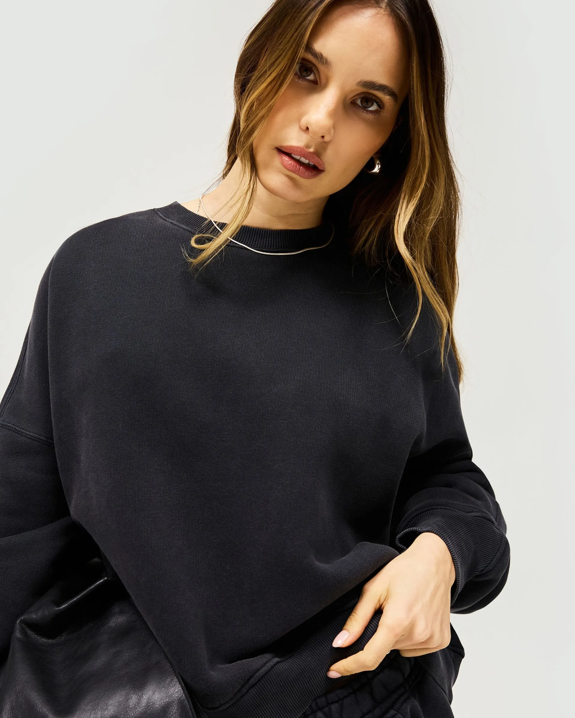 Represent Initial V Notch Sweater - Washed Black> Tops/Sweaters