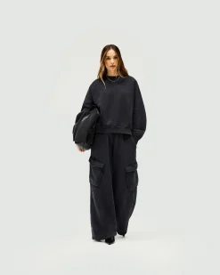 Represent Initial V Notch Sweater - Washed Black><noscript><img width=