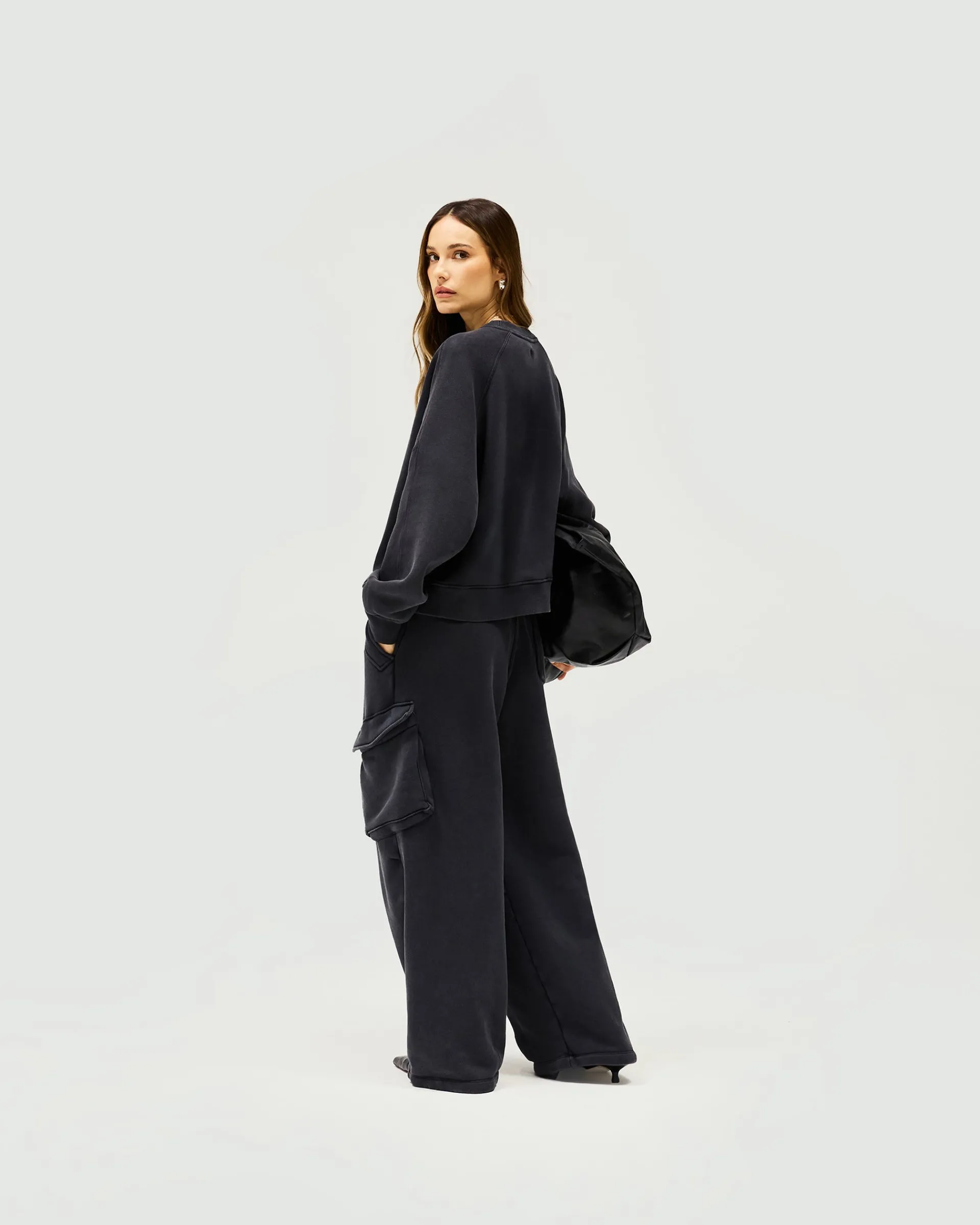 Represent Initial V Notch Sweater - Washed Black> Tops/Sweaters