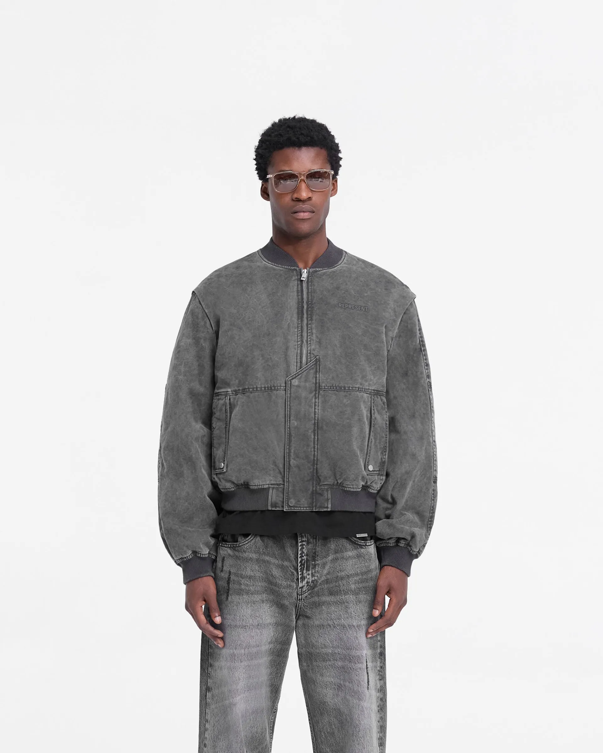 Represent Inset Sleeve Bomber - Stained Black> Outerwear