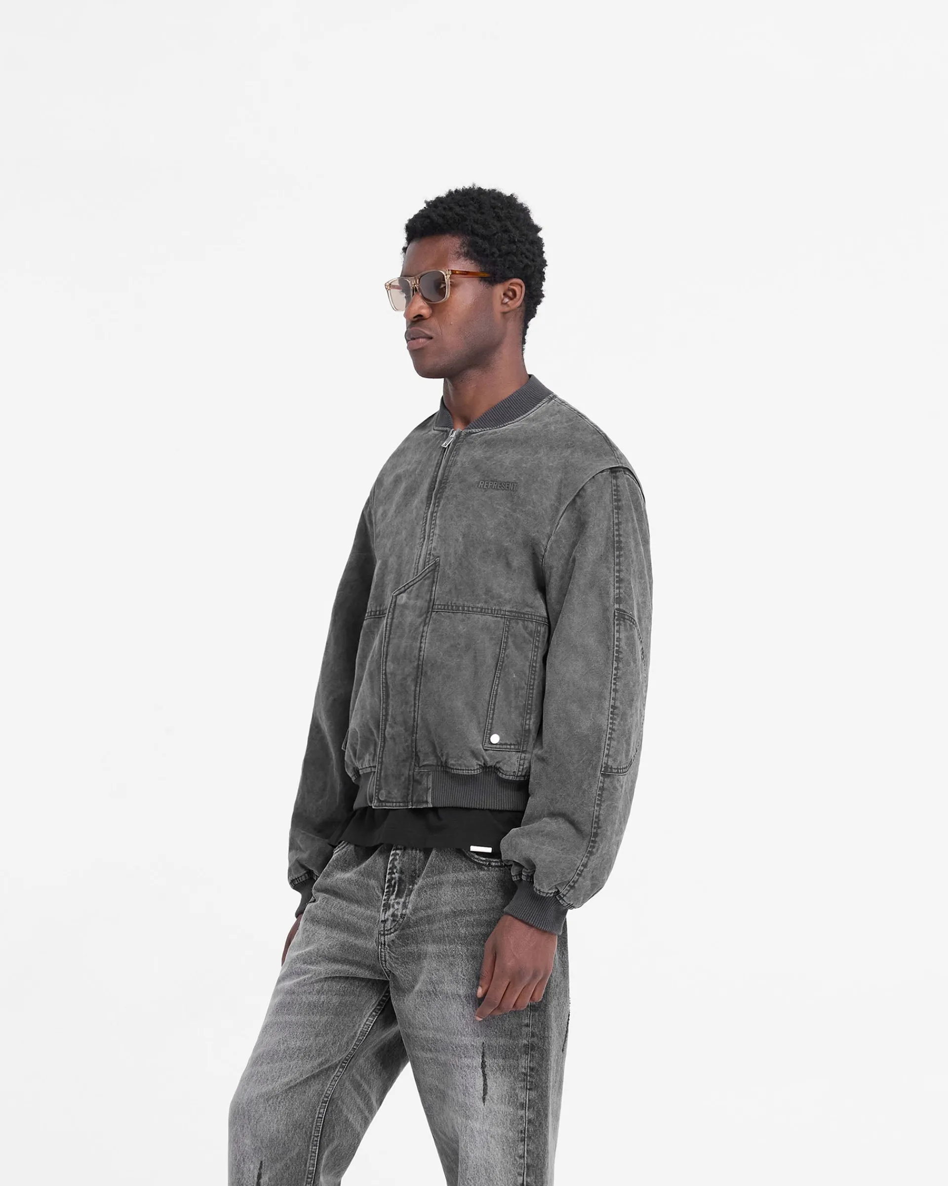 Represent Inset Sleeve Bomber - Stained Black> Outerwear