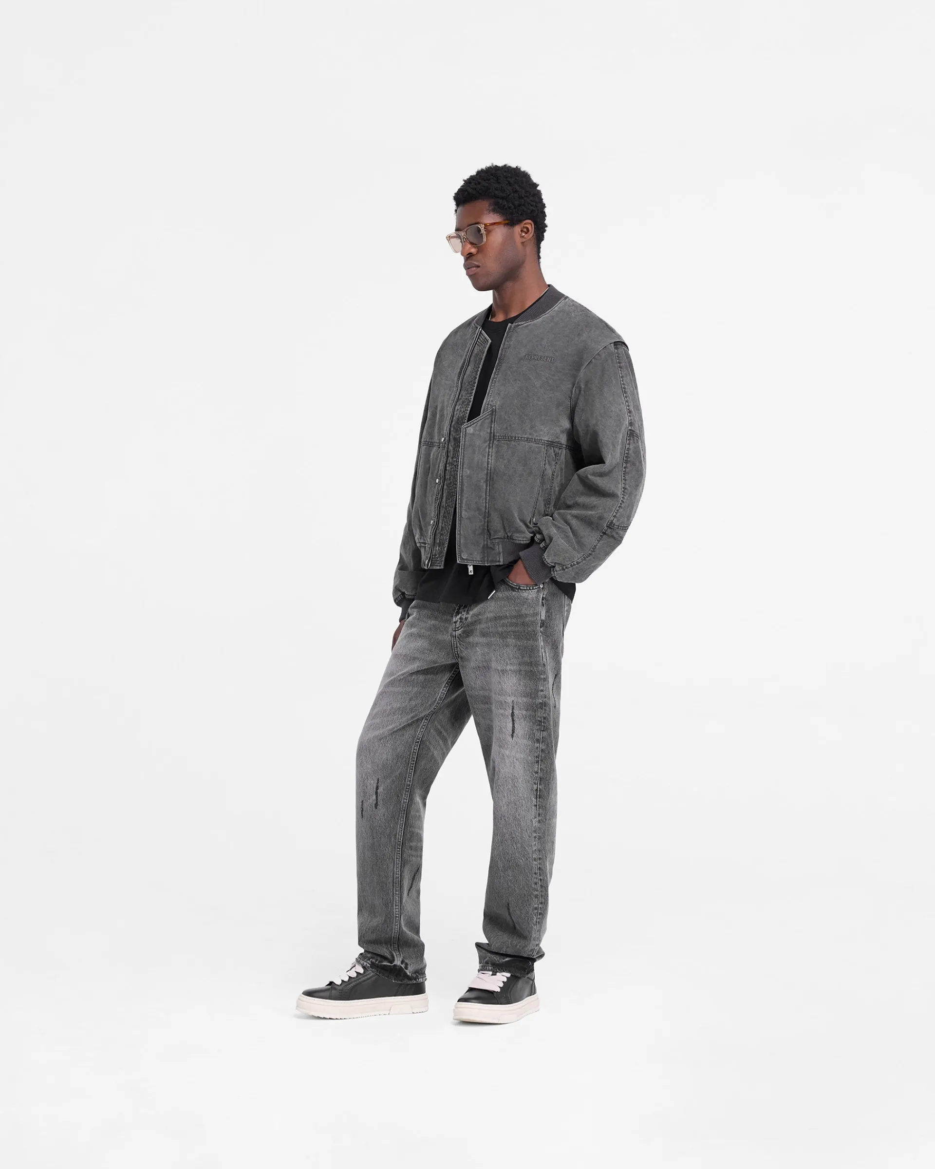Represent Inset Sleeve Bomber - Stained Black> Outerwear