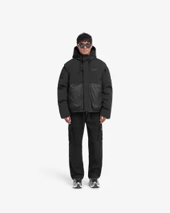 Represent Layered Hooded Puffer - Jet Black><noscript><img width=