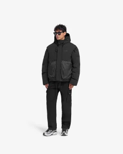 Represent Layered Hooded Puffer - Jet Black><noscript><img width=