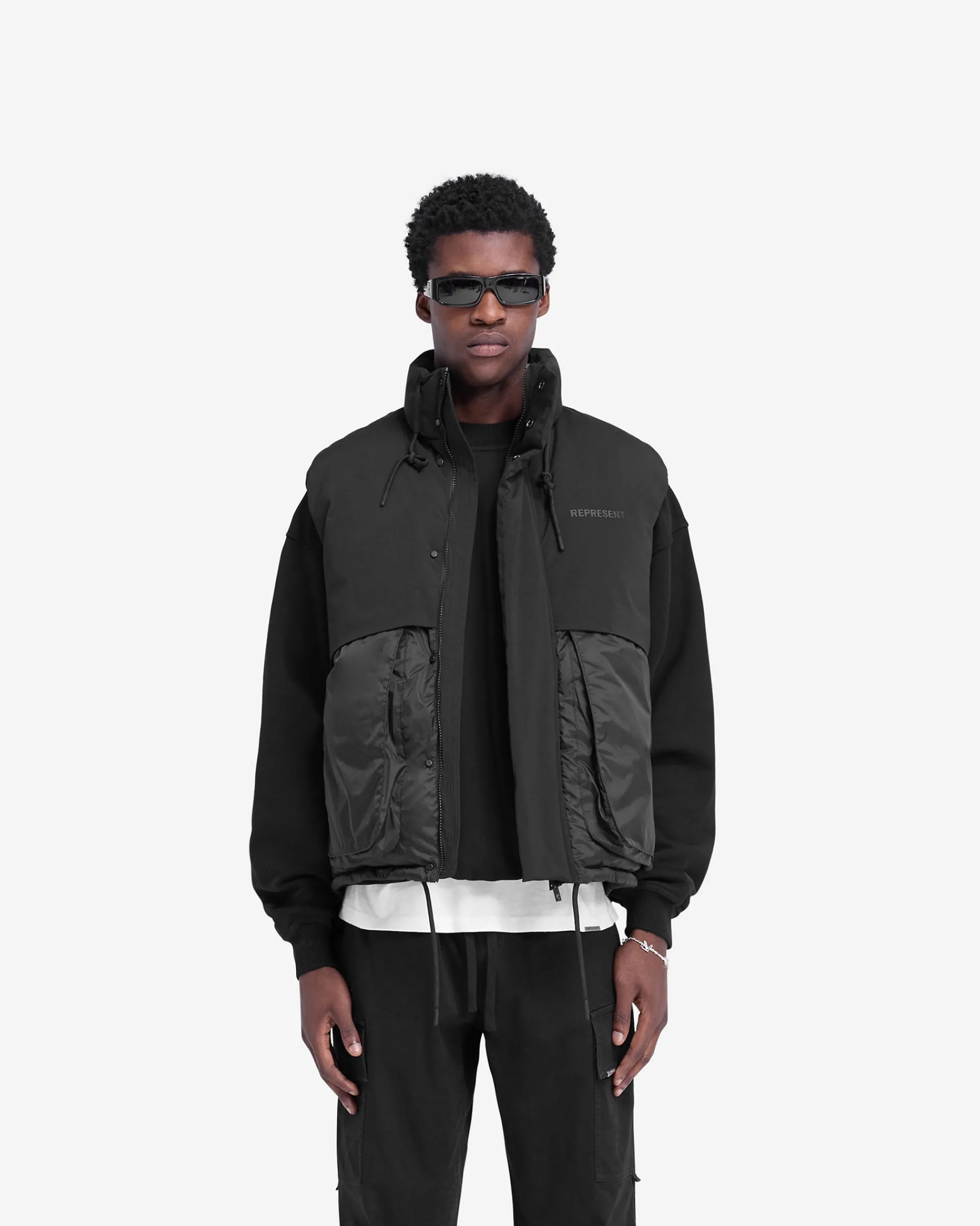 Represent Layered Puffer Gilet - Jet Black> Outerwear
