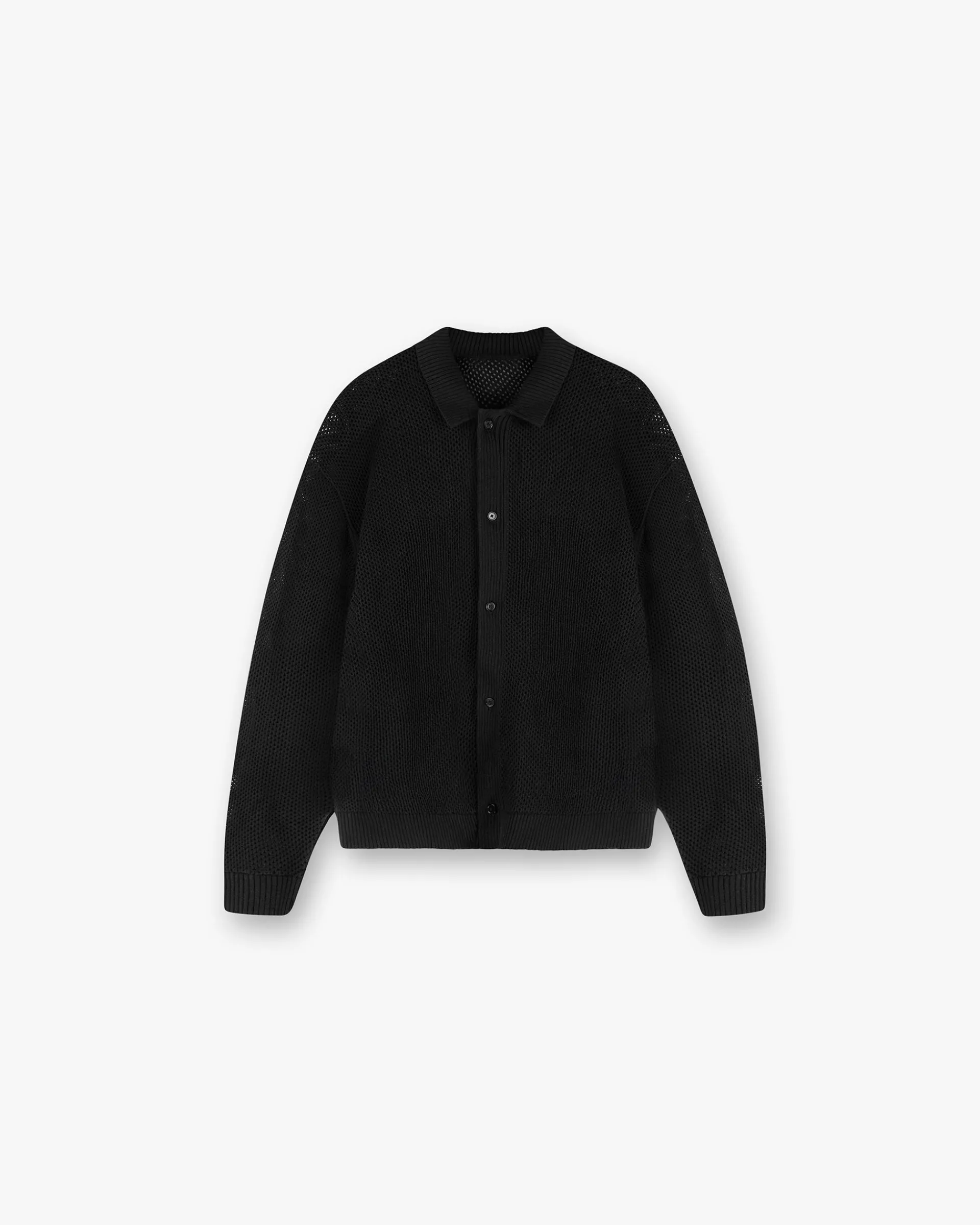 Represent Long Sleeve Mesh Knit Shirt - Jet Black> Knitwear