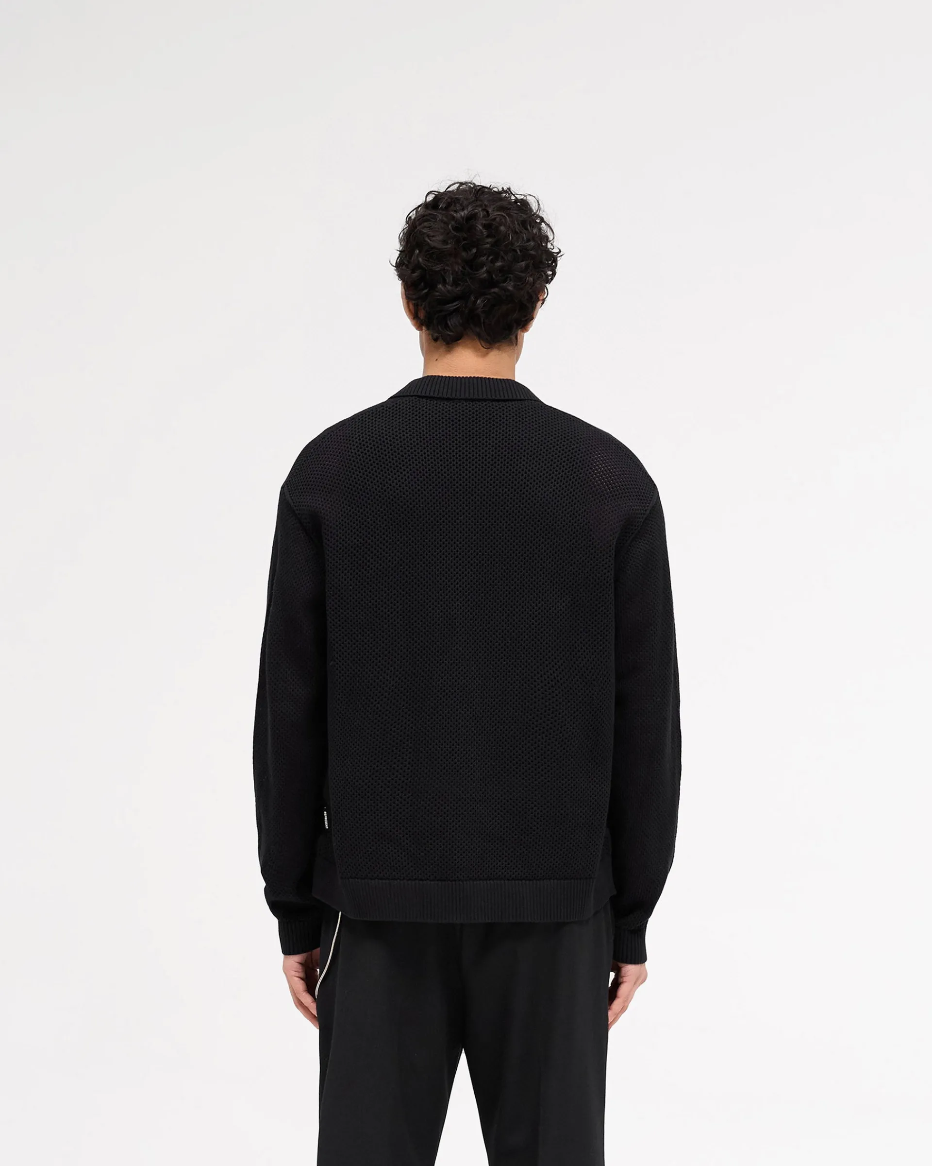 Represent Long Sleeve Mesh Knit Shirt - Jet Black> Knitwear