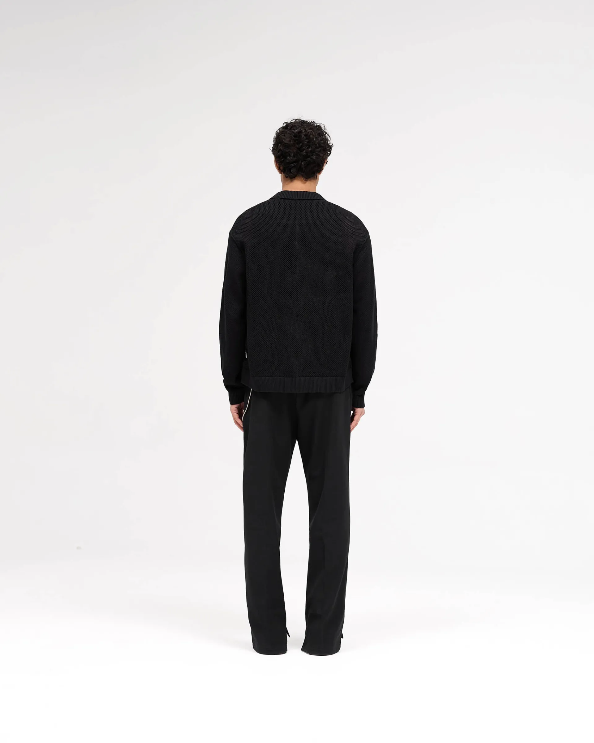 Represent Long Sleeve Mesh Knit Shirt - Jet Black> Knitwear